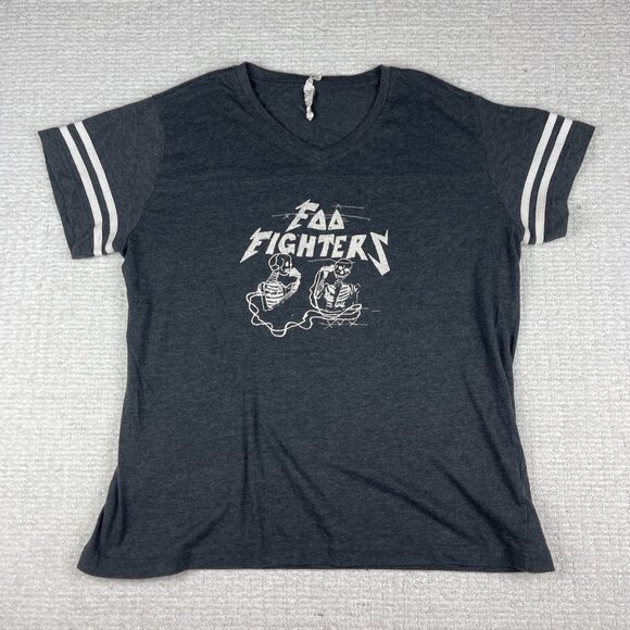 LAT Apparel Womens XL Graphic T-Shirt Charcoal Gray Foo Fighters Short Sleeve - Picture 1 of 16